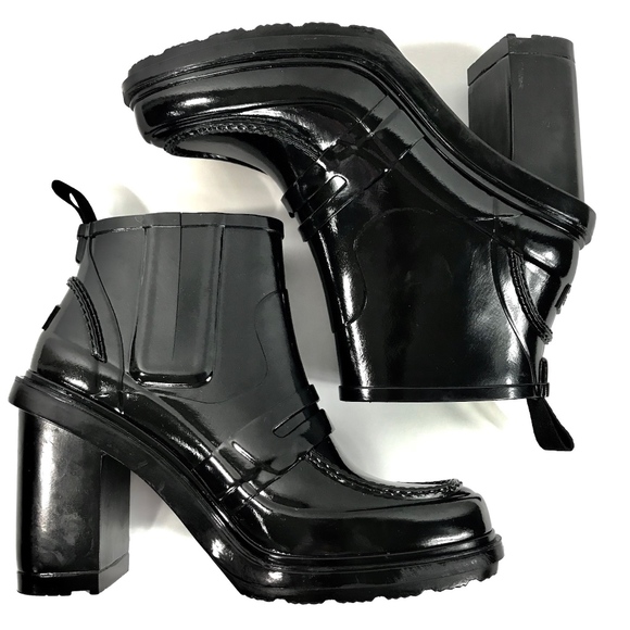 hunter block heel rain boots
